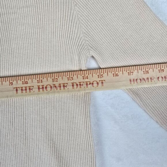 NENONA Pleated Contrast Trim Color Sweater Long Sleeve Women Medium Cream Lapel - Picture 5 of 7